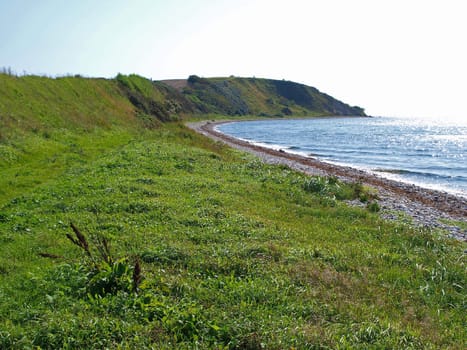 Seascape seashore landscape background Assens Denmark       
