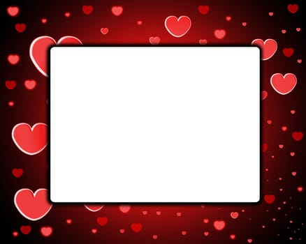 Empty frame made out of hearts, for love concepts.