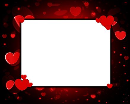 Empty frame made out of hearts, for love concepts.