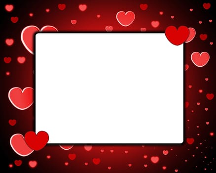 Empty frame made out of hearts, for love concepts.