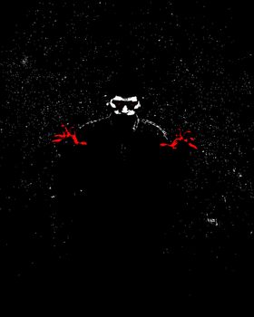Sinister male figure at night, for Halloween or criminality concepts.