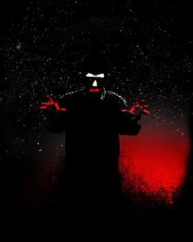 Sinister male figure at night, for Halloween or criminality concepts.