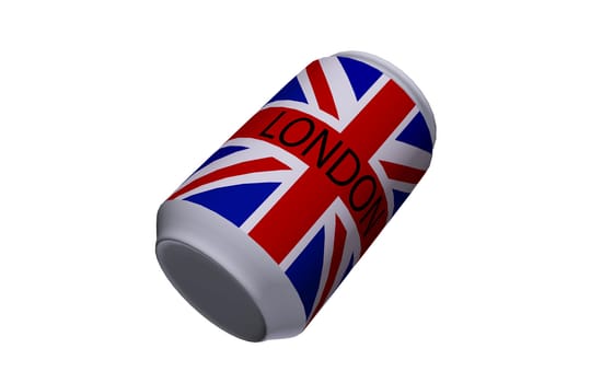 Drinks can with the union jack flag on it.