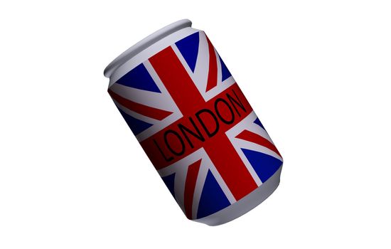 Drinks can with the union jack flag on it.