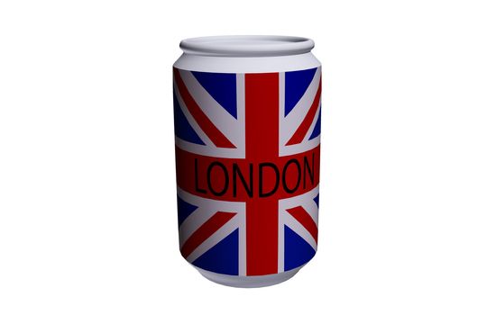 Drinks can with the union jack flag on it.