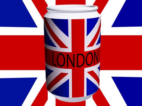Drinks can with the union jack flag on it.