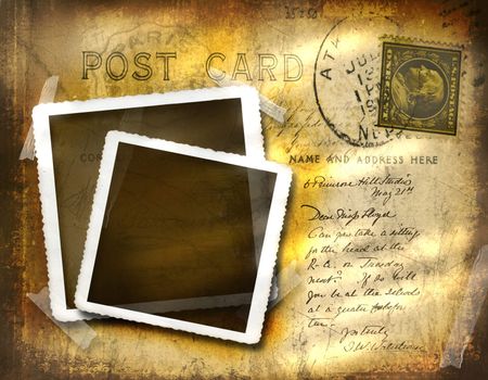 Vintage postcard with grungy background effect