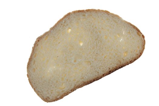 Slice of whole wheat bread isolated on light background