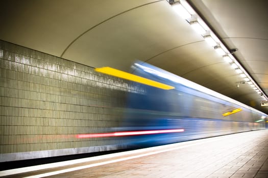 fast train passing by. motion blur