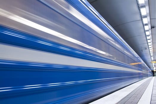 fast train passing by. motion blur