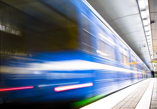 fast train passing by. motion blur