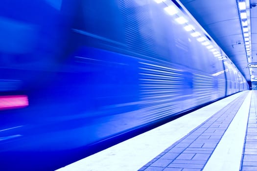 fast train passing by. motion blur