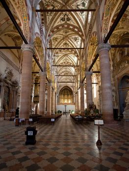 Interior of Sant' Anastasia in Verona showing the nave and main aisles