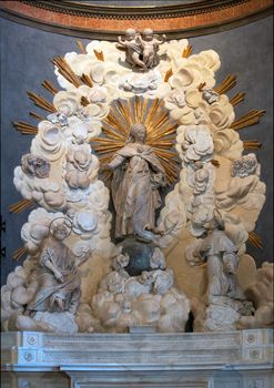 Interior of Sant' Anastasia in Verona showing a side altar