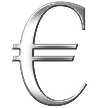 3d silver euro symbol isolated in white