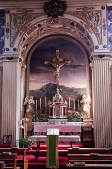 Ornate altar in Salo Cathedral on banks of Lake Garda