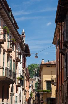Narrow streets in the old town of Verona Italy