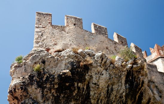 Walls of ancient castel of Malcesine on Lake Garda