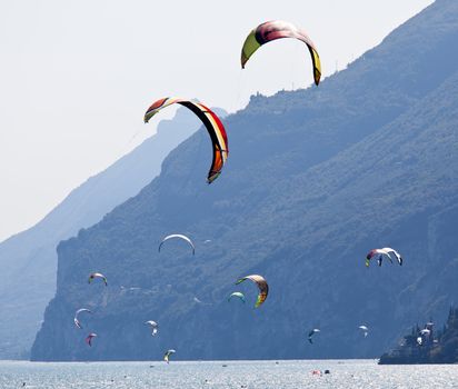 Lake Garda is famous for parasurfing because of the many winds over the water