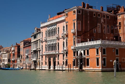 Old houses by side of canal in Venice