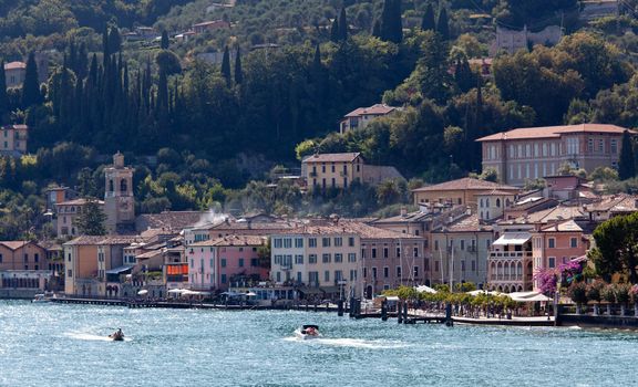 Town tower in Maderno on banks of Lake Garda