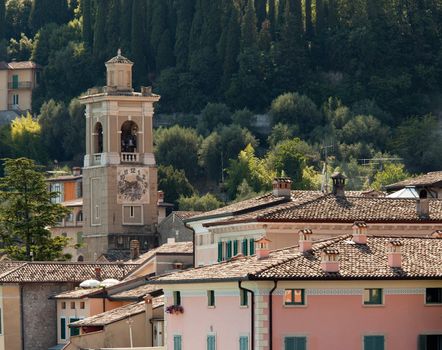 Town tower in Maderno on banks of Lake Garda
