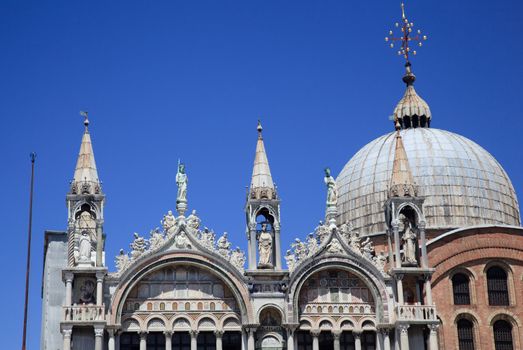 San Marco Basilica detail of statues and ornate roof