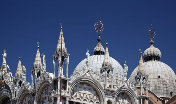 San Marco Basilica detail of statues and ornate roof