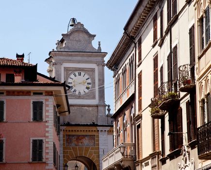 Salo town tower showing clock and old streets