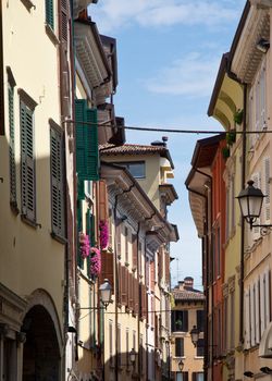Old town streets in Salo on banks of Lake Garda in Italy