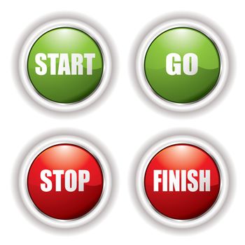 Stop start buttons in red and green with silver bevel
