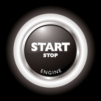 Press to start stop the engine in black and white