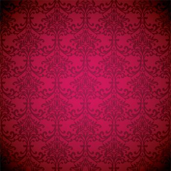 Magenta floral inspired wallpaper background with seamless repeat design