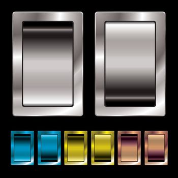 Silver metal surround switch with colour variation in on and off position