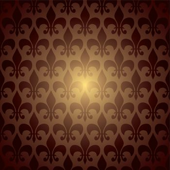 fleur de lis inspired brown and orange seamless background