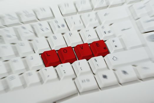 LOVE word writed with red keys