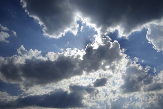 Rays of light through clouds