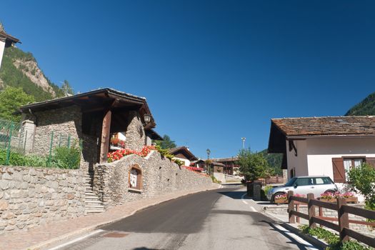 alpine small village in Aosta Valley, Italy