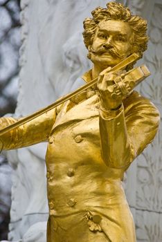 the famous golden memorial of johann strauss which is located in the vienna city park in the first district of vienna