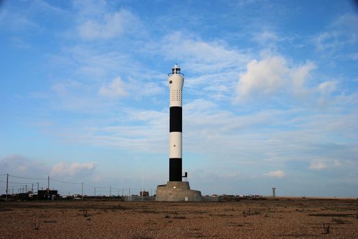 Light house,opened in November 1961 at Dungeness in Kent,UK,standing 43 metres high it is visible for upto 27 sea miles