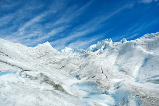 Surface of Perito Moreno glacier, in patagonia, Argentina.