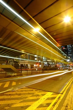 traffic in downtown at night
