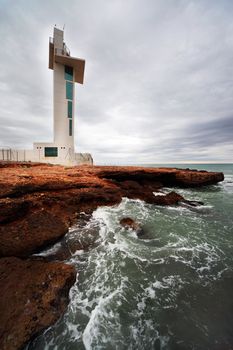 Modern lighthouse in Castellon, Spain