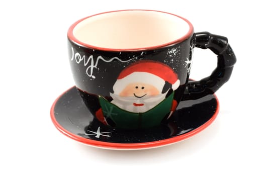 Cristmas, cups and saucer, amusing, insulated on white background