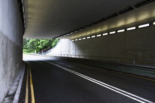 highway tunnel in hong kong at day