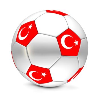 shiny football/soccer ball with the flag of Turkey on the pentagons