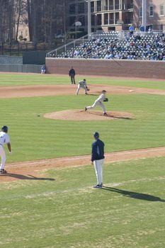 The opening weekend of baseball for the University of North Carolina in the new baseball stadium. Carolina played Virginia Military Institute. 