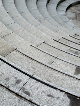 A set of curved exterior stairs.