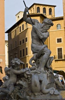 detail of the fountains on the roman Piazza Navona