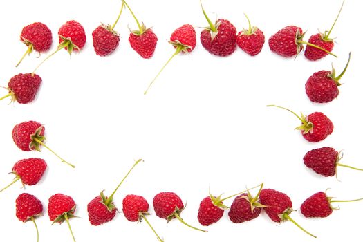 A raspberry frame on the white background